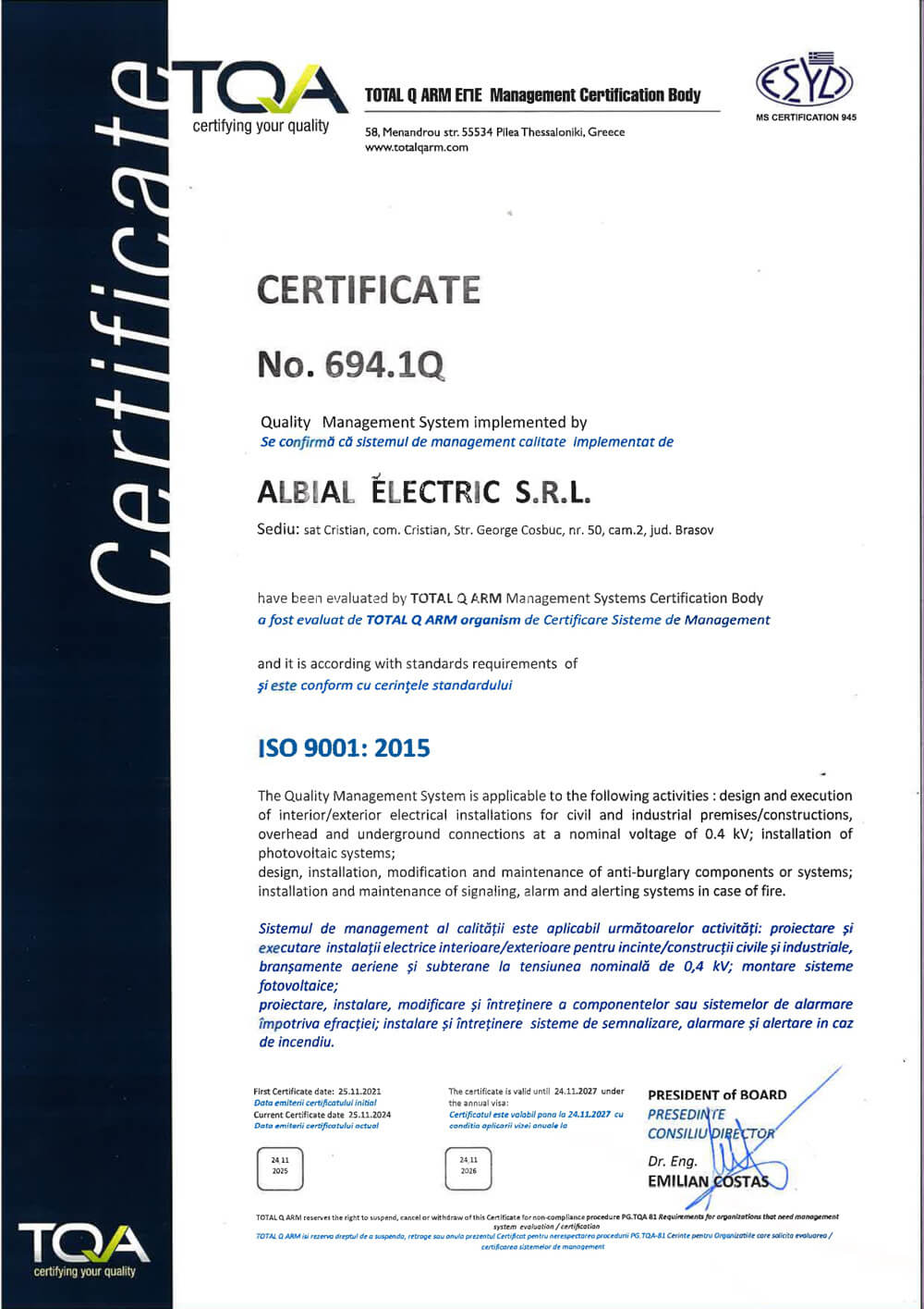 certificare albial 1 certificare albial 1
